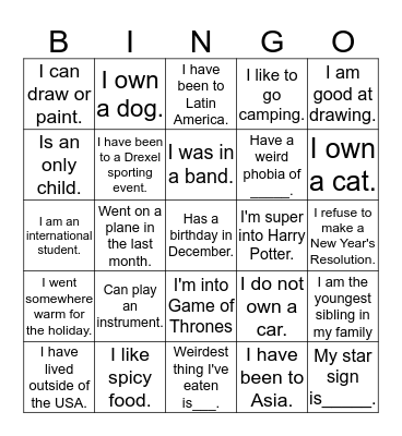 Ice-Breaker Bingo Card