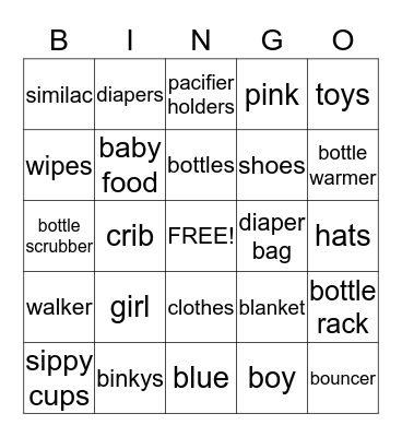 Baby Bingo Card