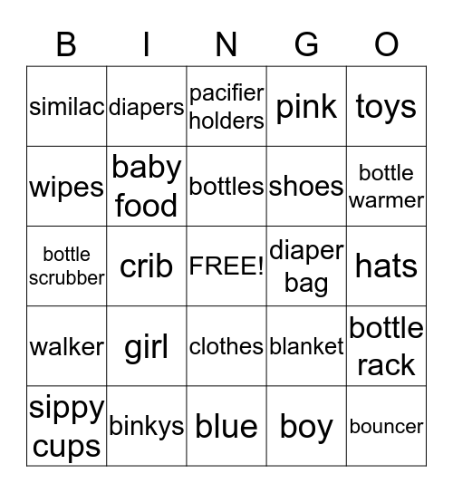 Baby Bingo Card