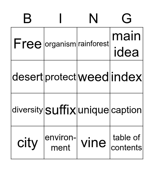 Unit 3 Week 4 Bingo Card