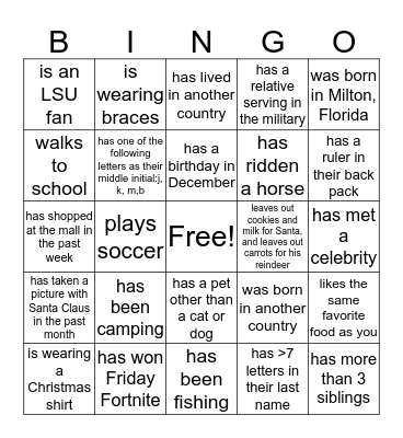 Find someone who.... Bingo Card