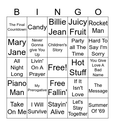 Music Bingo Card