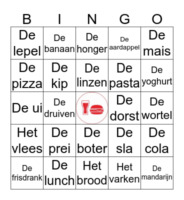 Eten en drinken Bingo Card