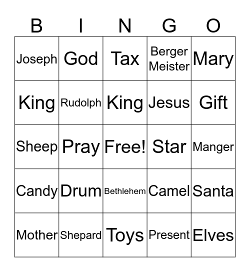 Christmas Bingo Card