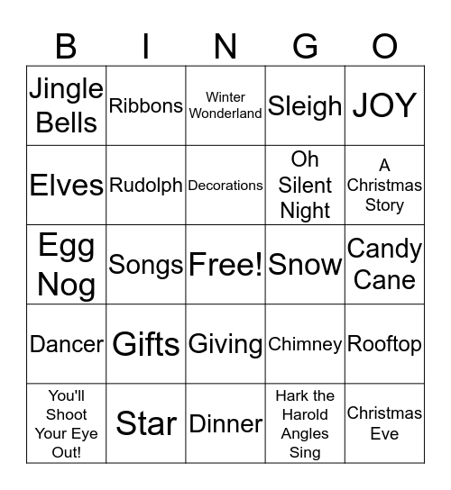 CHRISTMAS BINGO! Bingo Card