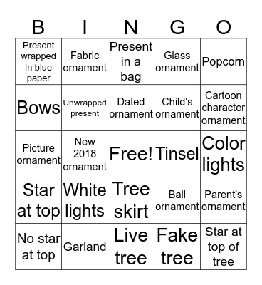 Christmas Tree Bingo Card