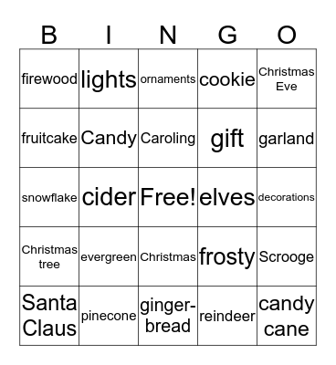 Christmas Bingo Card