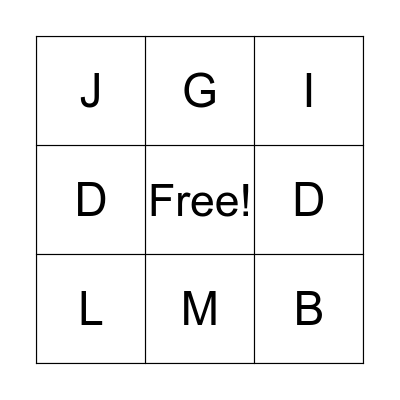 Alphabet I- Bingo Card