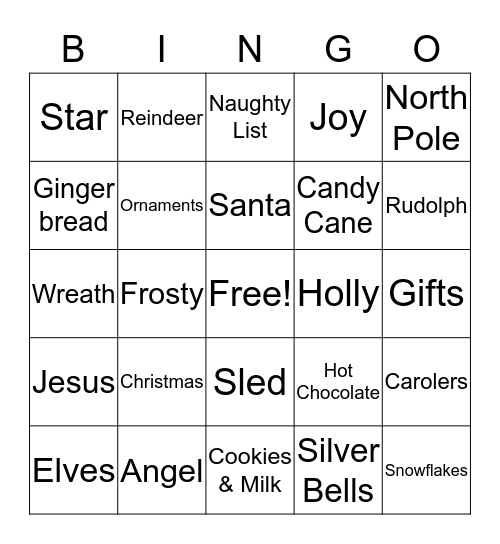 Christmas Party Bingo Card