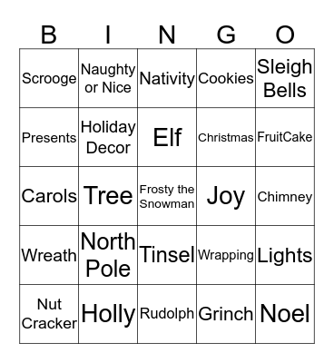 Holiday Bingo Card