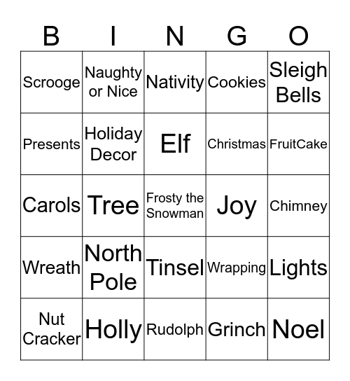 Holiday Bingo Card