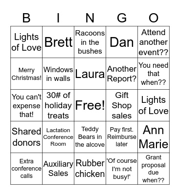 Foundation Christmas Bingo Card