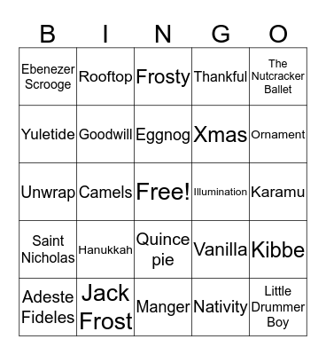 Optum Holiday Bingo Card