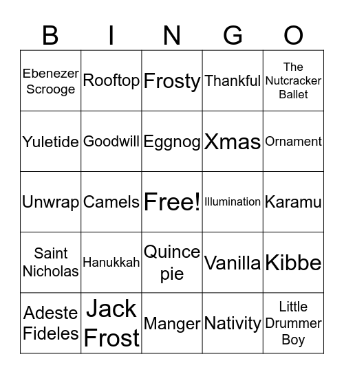 Optum Holiday Bingo Card