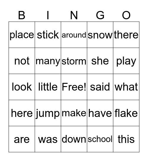 Winter BINGO Card