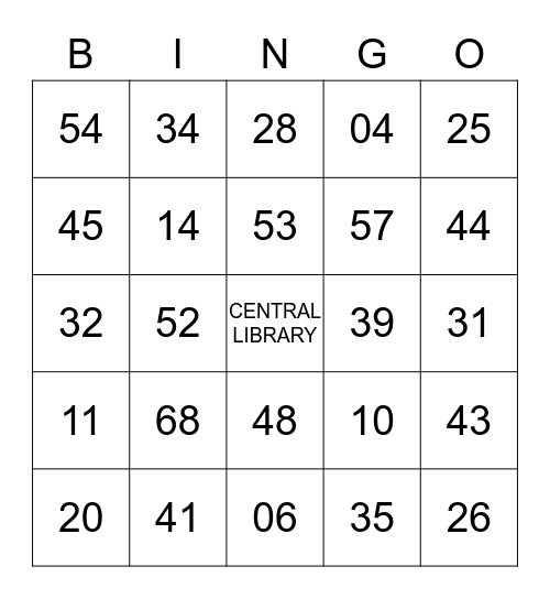 LAPL Branch BINGO! Bingo Card
