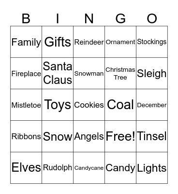 Christmas Bingo Card