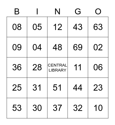 LAPL Branch BINGO! Bingo Card