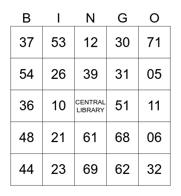 LAPL Branch BINGO! Bingo Card