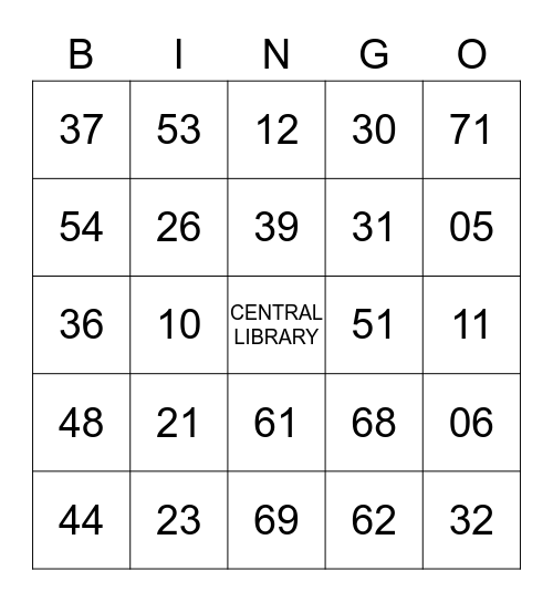 LAPL Branch BINGO! Bingo Card