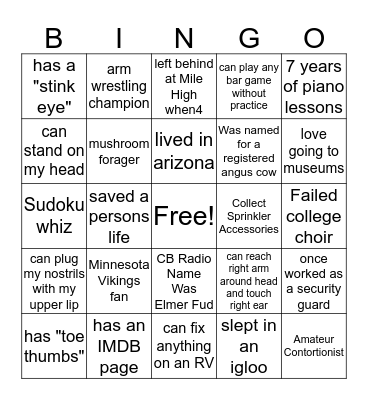 Staff Fun Facts Bingo Card