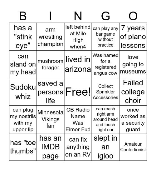 Staff Fun Facts Bingo Card