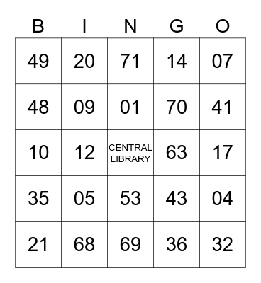 LAPL Branch BINGO! Bingo Card