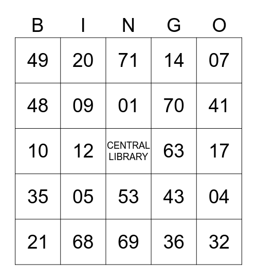 LAPL Branch BINGO! Bingo Card