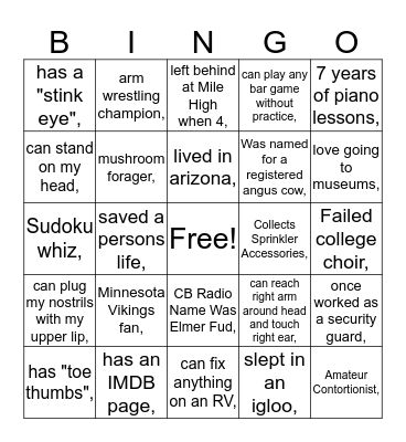Staff Fun Facts Bingo Card