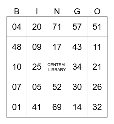 LAPL Branch BINGO! Bingo Card
