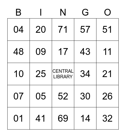 LAPL Branch BINGO! Bingo Card