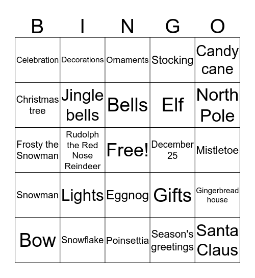 Christmas Bingo Card