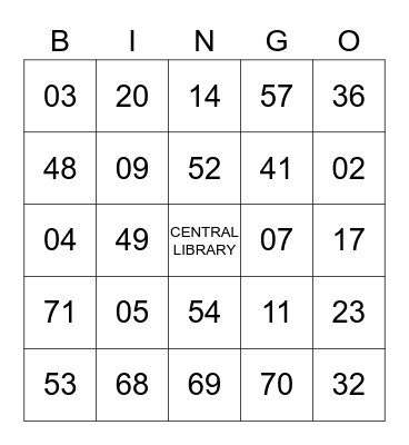 LAPL Branch BINGO! Bingo Card