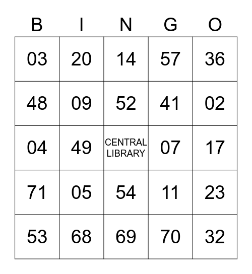 LAPL Branch BINGO! Bingo Card