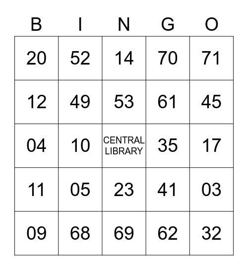 LAPL Branch BINGO! Bingo Card