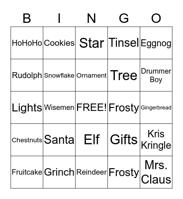 Christmas Bingo Card