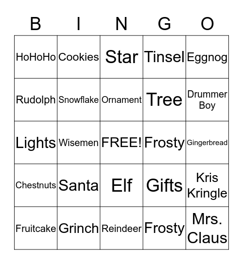 Christmas Bingo Card