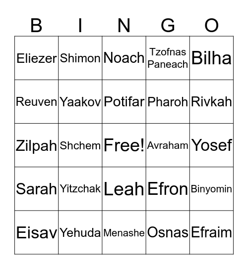 Chazak Bingo Card