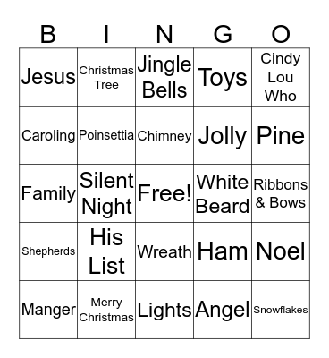 LaHa Holiday BINGO Card