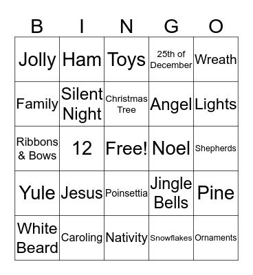 LaHa Holiday BINGO Card