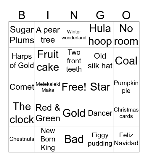 LaHa Holiday BINGO Card