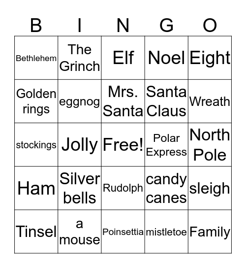 LaHa Holiday BINGO Card