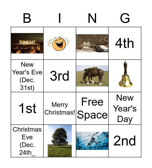 Christmas Vocabulary Bingo Card