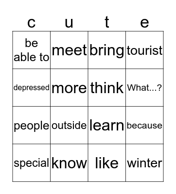 module A page 4 Bingo Card
