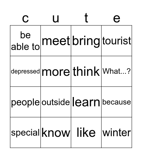 module A page 4 Bingo Card