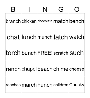"CH" Bingo Card