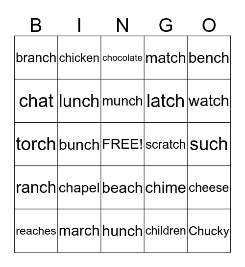 "CH" Bingo Card