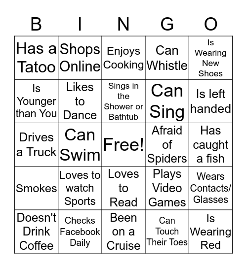 Get to Know You Bingo Card
