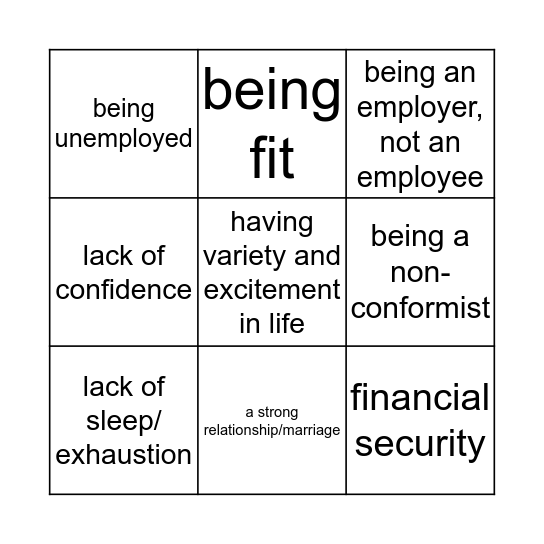 Things that make you feel good Bingo Card