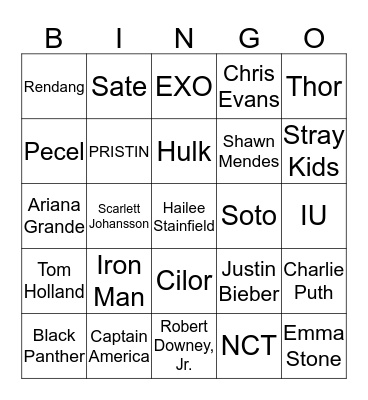 Mingikyung Bingo Card